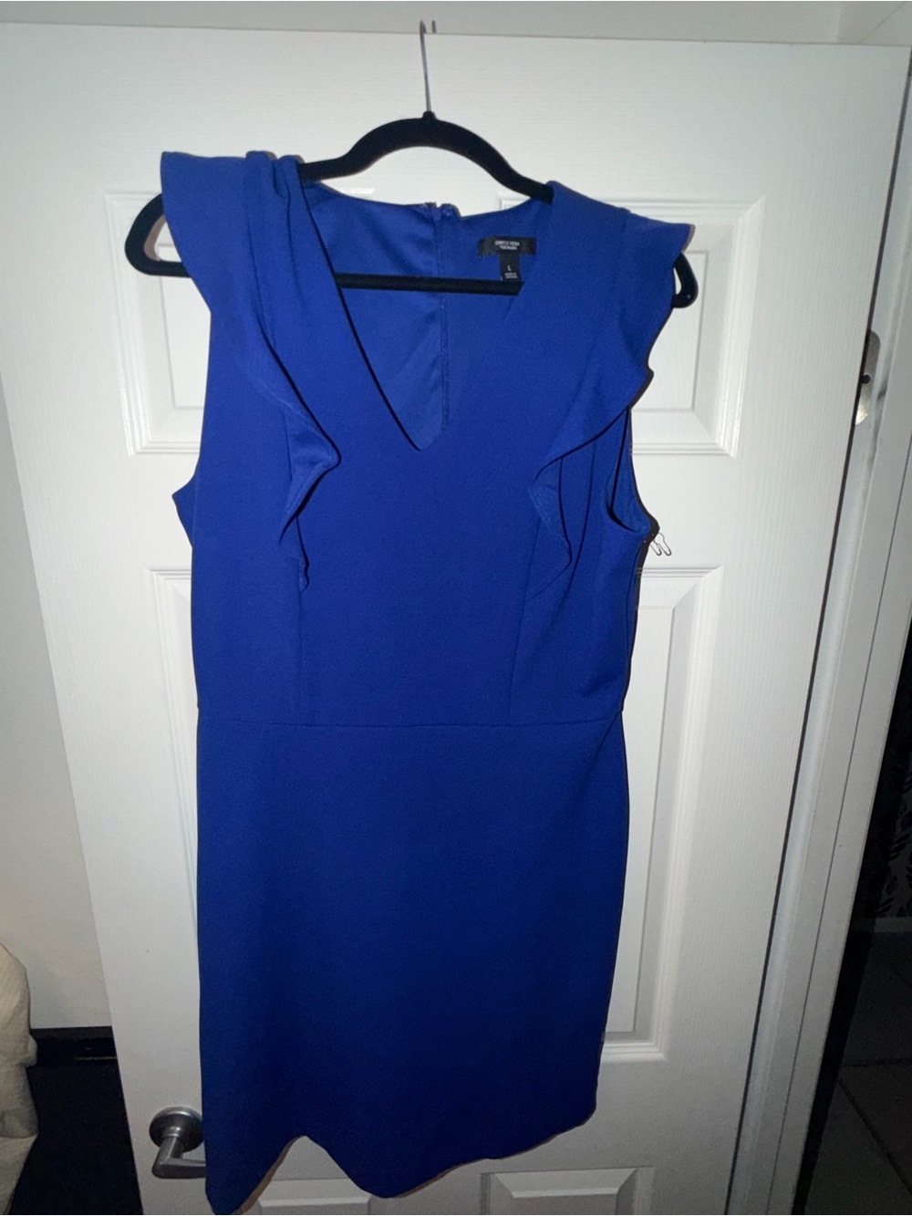 Simply Vera Vera Wang Royal Blue Ruffle-Shoulder Midi Dress